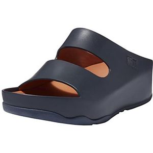 FitFlop™ Dames Shuv Two-Bar Leather Slide sandaal, midnight navy, 45 EU