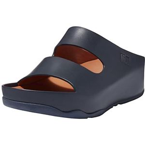 Fitflop Dames Shuv Two Bar Leather Slides Schuifsandalen, Midnight Navy, 39 EU, midnight navy, 39 EU