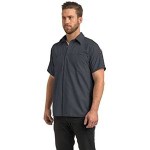 Red Kap Men's Short Sleeve Performance Plus Shop Shirt with OilBlok Technology, Charcoal with Black Mesh, X-Large/Tall