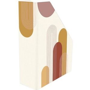 Clairefontaine 116072C – een tijdschriftenhouder van karton in warme kleuren en geometrische vormen, 25 x 10 x 32,5 cm – Home Office – collectie Terracotta