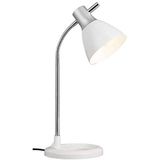 BRILLIANT lamp Jan tafellamp zilver/wit | 1x A60, E27, 40W, geschikt voor normale lampen (niet inbegrepen) | Schaal A ++ tot E | Met drukschakelaar op het hoofd