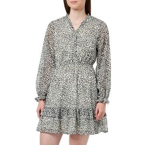 NAEMI Dames mini-jurk met luipaardprint 19228983-NA01, wit meerkleurig, S, Wit meerkleurig, S