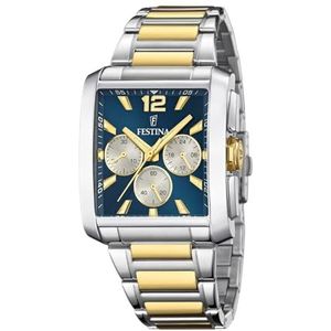 Festina Heren analoog kwarts horloge met roestvrij stalen armband F20637/6, zilver-goud-blauw