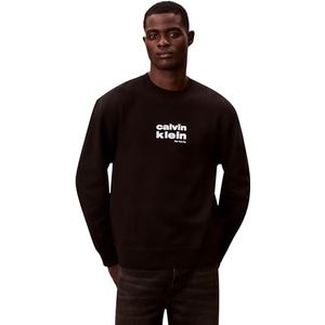 Calvin Klein Heren LS 350FLEECE RETRO GRAPHIC CREWN LV04LE250G, ZWART, 2XL, Zwart (zwart), XXL grote maten