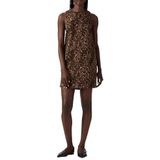 LEVI'S - Jurk '90s Shift Dress' - Bruin - Corduroy - Mouwloos - Dierenprint