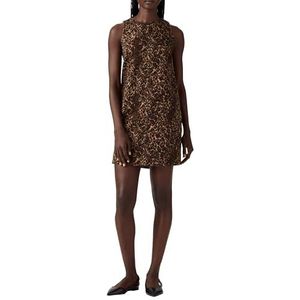 LEVI'S - Jurk '90s Shift Dress' - Bruin - Corduroy - Mouwloos - Dierenprint