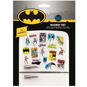 DC Comics Batman 19-delige magneetset (retro Batman-ontwerp) 19 koelkastmagneten voor koelkastdecoratie of feesttassen - Officiële merchandise