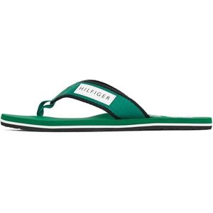 TOMMY HILFIGER Patch Hilfiger strandsandalen voor heren Fm0fm05435, groen (Nouveau Green), 40 EU