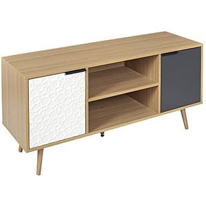 HOME DECO FACTORY - HD7145 - Meuble TV Rangement Tiroir Scandinave Bois - Blanc - Gris Anthracite