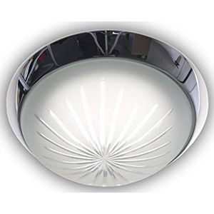 Niermann Standby 55701 A++ tot E, plafondlamp - geslepen glas - decoratieve ring chroom, HF-sensor, gesatineerd, 35 x 35 x 12 cm