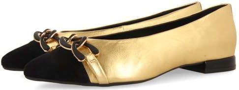 GIOSEPPO DAVINDE - Ballerines - Or - Cuir - Bicolores avec Garniture en Maillon