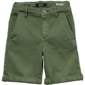 Replay Regular Slim fit Chino Shorts Hyperflex Colour X-Lite voor jongens, 806 Militair Groen, 12 Jaren