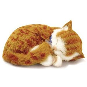 Perfect Petzzz 65431 – knuffeldier interactief kat – tabby – oranje – dier dat als in de realiteit ademt, 25 cm