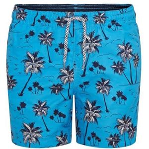 RIPT Essentials Jongenszwemshort Quick Dry UV 50 Zonbescherming Peach Finish Zwemshort Trunks, Blauwe palmboom print, 11-12 Jaren