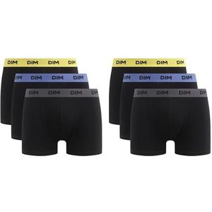Dim Boxershorts voor heren, mix en kleuren, katoen, stretch, comfort, 6 stuks, Zwarte riem geel/blauw/grijs, XXL