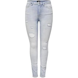 ONLY ONLForever Skinny Fit Jeans voor dames, hoge taille, destroyed, Lichtblauw gebleekt Den, (XS) W x 30L