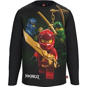 LEGO Jongen Ninjago Jungen Langarmshirt All Over Print LWTaylor 114 T-Shirt, 995 Zwart, 92