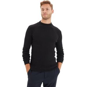 Trendyol Mannen hoge hals effen slanke trui sweatshirt, zwart, M, Zwart, M