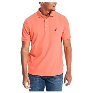 Nautica Men's Short Sleeve Solid Stretch Cotton Pique Polo Shirt, Pale Coral, Large