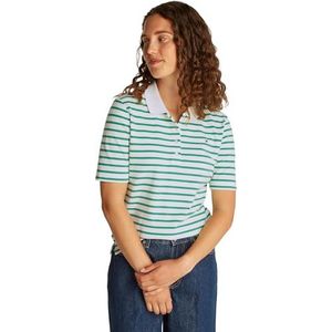 TOMMY HILFIGER Dames 1985 REG PIQUE POLO SS WW0WW43224, Wit, S, Wit (Ecru/Stralend Groen Stp), S