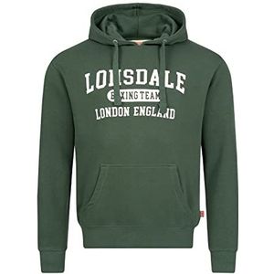 Lonsdale Smerlie sweatshirt met capuchon voor heren, Bottle Green/White, S