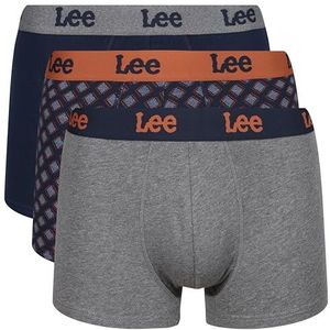 Lee Boxershorts voor heren in marineblauw/print/grijs | Soft Touch Cotton Trunks, Marineblauw/Print/Grijs, S