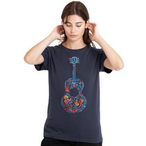 Coco Kleurrijke gitaar met Ernesto, Miguel en Hector dames T-shirt, diep marineblauw, klein, Diepe marine, S