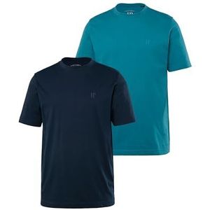 JP 1880 Heren grote maten grote maten Menswear L-8XL T-shirts, basic, 2-pack, ronde hals, tot 8XL 702637, Donkerpetrol, 5XL