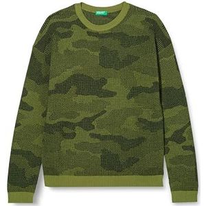 United Colors of Benetton Trui voor kinderen en jongens, Verde Militare Camouflage 313, 130 cm