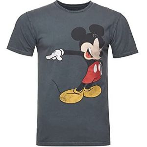 Recovered Disney Pointing Mickey Charcoal gewassen T-shirt, Meerkleurig, S