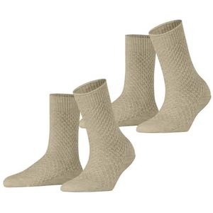 ESPRIT Dames Sokken Diamond Knit Multipack W So katoen eenkleurig 2 paar, Beige Sand Melange 4650, 35-38