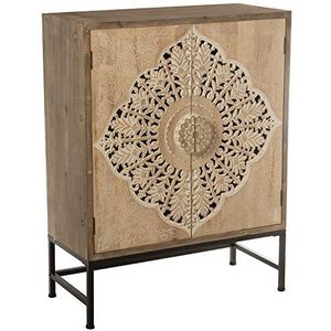 Kast van MDF en sparren met 2 deuren mandala met metalen poten 85 x 38 x 110 cm