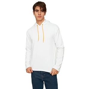 Trendyol Heren White Regular Fit Hooded Sweatshirt, L