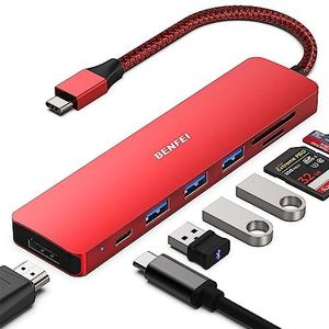 BENFEI USB C HUB 7-in-1, USB-C HUB Multiport Adapter met HDMI (4K @60Hz gecertificeerd) / 100W Power Delivery / 3 x USB 3.0 5 Gbps/SD/TF Card Reader (160MB/s) voor iPhone 15 Pro/Max MacBook iPad Pro