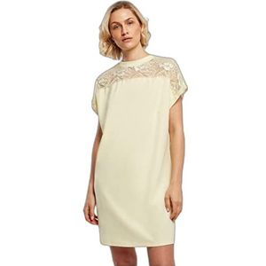 Urban Classics Damesjurk Ladies Lace Tee Dress, kant rond de schouders, T-shirt jurk voor vrouwen in vele kleuren verkrijgbaar, maten XS - 5XL, Softyellow, XXL