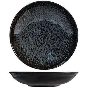 H&H Uranus multifunctionele borden van porselein, 25 cm, modern design, elegant, voor het serveren van gerechten, zwart