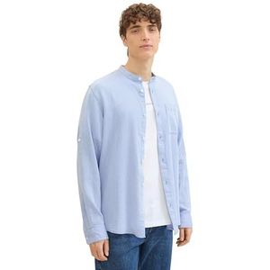 TOM TAILOR Denim heren overhemd, 35470 - Blauw Wit Vierkante Structuur, XXL