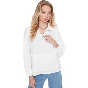Trendyol Dames Polo hals Plain Regular Sweater, Ecru, S, Ecru, S