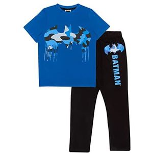 DC Comics Batman Camo Drip Logo Lange pyjama's set, Meisjes, 104-170, Schwarz Blau, Officiële Koopwaar