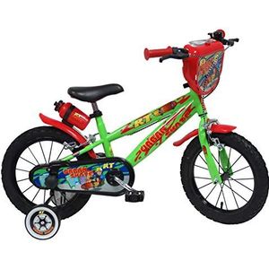 Vélo ATLAS Urban Skate 14 inch met 2 remmen, stabilisatoren, decoratieve voorplaat, achterdeur, jerrycan achter, jongens, groen