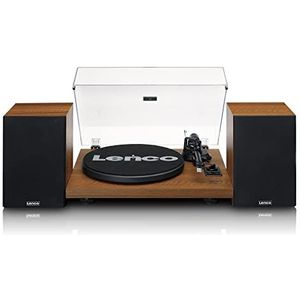 Lenco LS-480 Hi-Fi Draaitafel met Bluetooth - Met externe luidsprekers 2 x 30 W RMS - riemaandrijving - voorversterker - MDF-behuizing - bruin