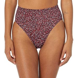 Amazon Essentials Bikinibroekje met hoge taille en hoge pijpen, baksteenrood luipaard, groot