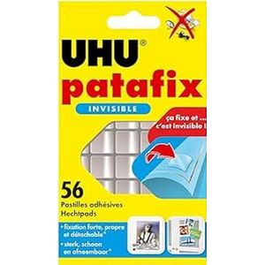 UHU PATAFIX onzichtbaar - voorgesneden kleefpunten, fixeerpasta, transparant, 56 tabletten