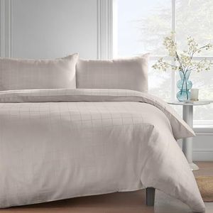 Catherine Lansfield 300 Thread Count Katoen Rijk Geweven Check Dubbel Hoeslaken Crème