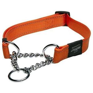 Reflecterende Nylon Choke Collar; Slip Show Gehoorzaamheid Training Zachte Choker voor Medium Honden, Oranje