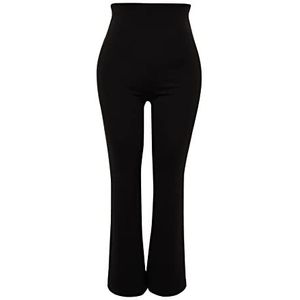 Trendyol Vrouwen Hoge Taille Wijde Pijpen Plus Size Broek, Zwart, 2XL, Zwart