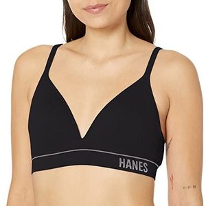 Hanes Dames Originals Contour Draadloze Naadloze Rib Bralette, ComfortFlex Fit Draadloze BH, Zwart, M
