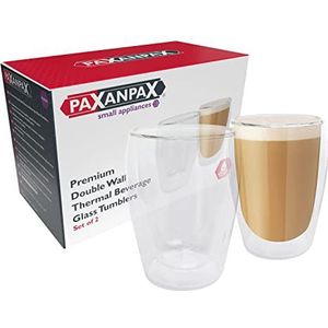 Paxanpax 300ml dubbelwandige Thermo geïsoleerde thee en koffie glazen bekers (set van twee) PSA276