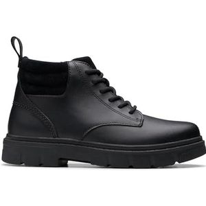 Clarks Premium LorcamTrail Y Fashion Boot, zwart leer, 3 UK, Zwart leder, 35 EU