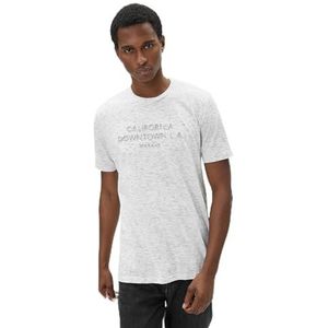 Koton Heren Slim Fit Slogan geborduurd Crew Neck Mealy T-Shirt, wit (000), L